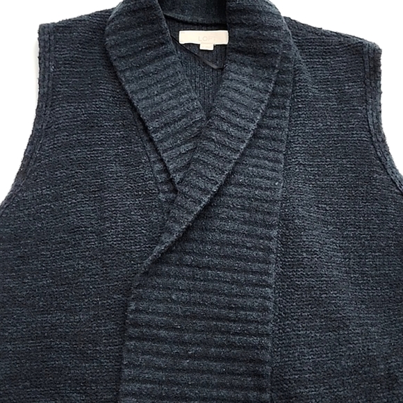 Loft  Long Open Front Vest Dark Teal Cotton Blend Cozy Soft Size Medium - Picture 4 of 10